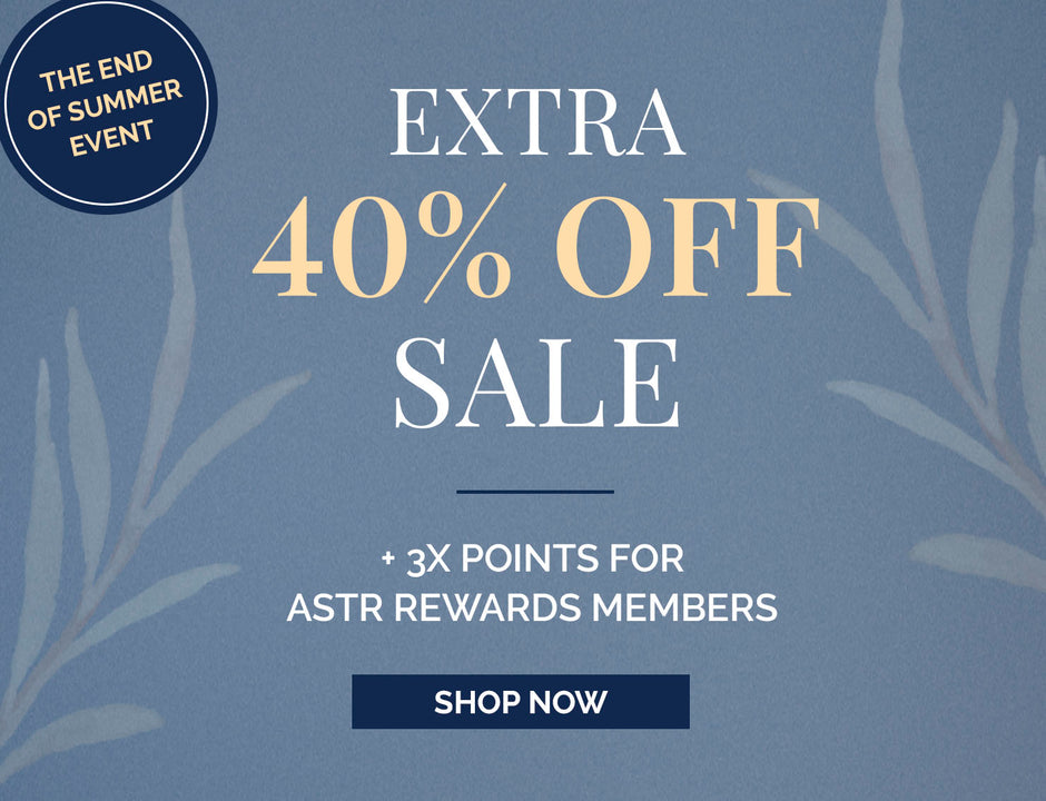 Text on blue background with leaf patterns, promoting a sale: focus on the text about sale discounts.