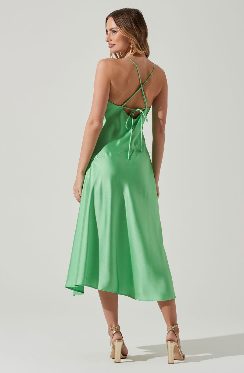 Green V-Neck Dress - This one has a classic style to it that's great for special occasions and events. It emphasizes a refined V-neck.