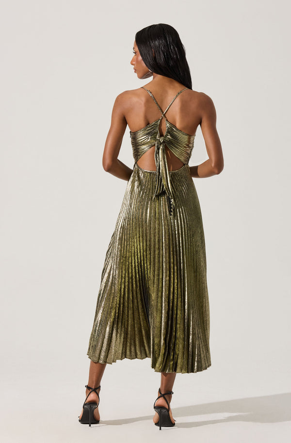 Blythe Metallic Plisse Midi Dress - ASTR the Label Blythe Metallic Plisse Midi Dress - ASTR the Label