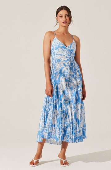 Blythe Floral Plisse Midi Dress