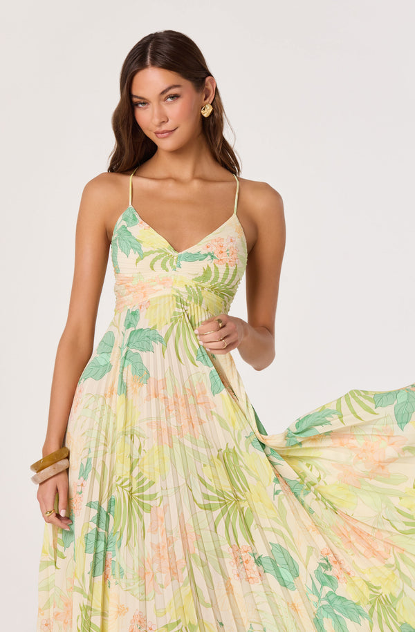 blythe floral plisse midi dress Blythe Floral Plisse Midi Dress