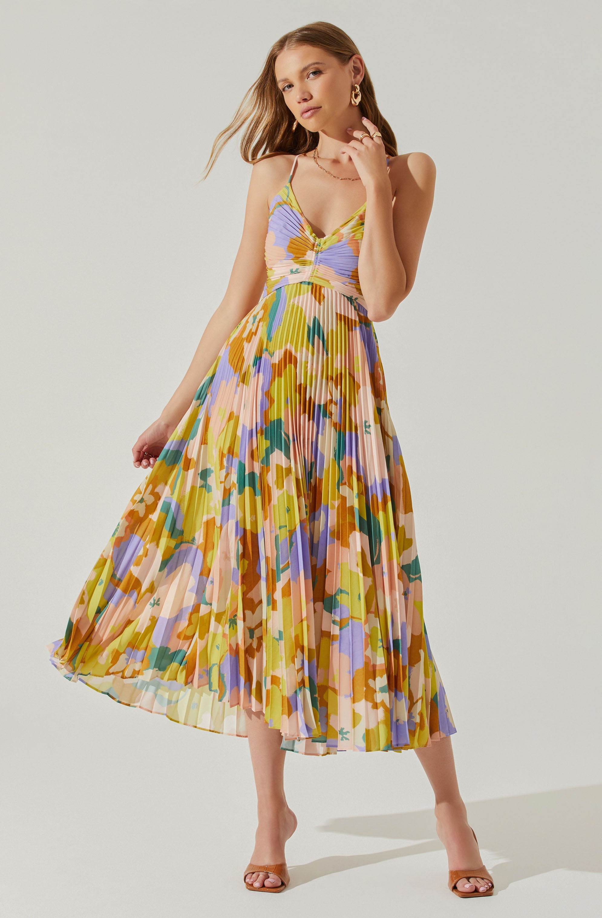 Astr the label lace midi sales dress green