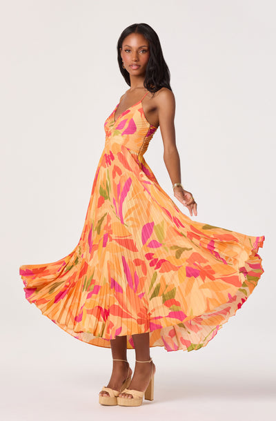 knee length dresses for ladies Blythe Floral Plisse Midi Dress
