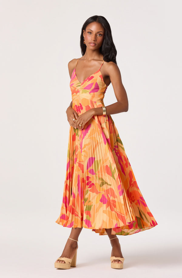Blythe Floral Plisse Midi Dress - ASTR the Label Blythe Floral Plisse Midi Dress - ASTR the Label