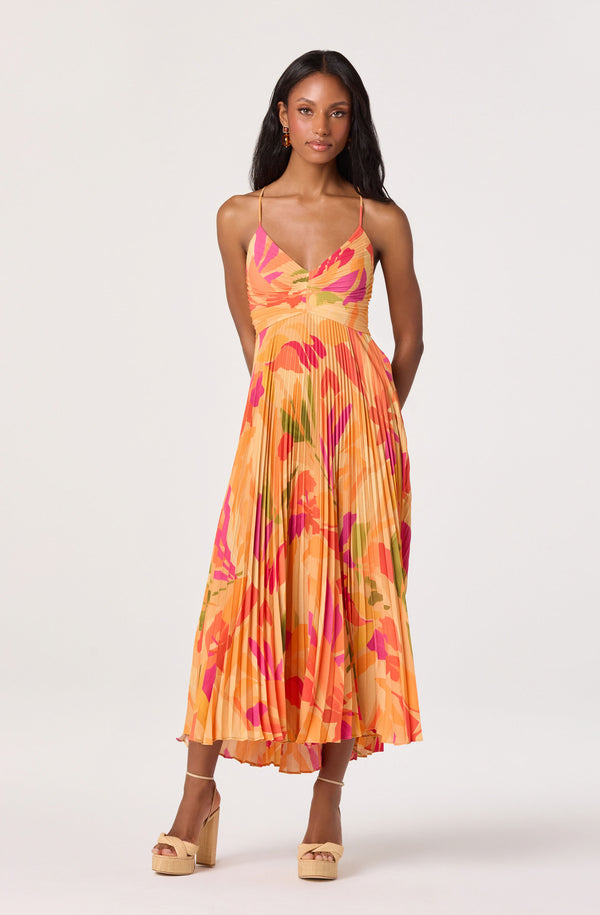 Blythe Floral Plisse Midi Dress - ASTR the Label Blythe Floral Plisse Midi Dress - ASTR the Label