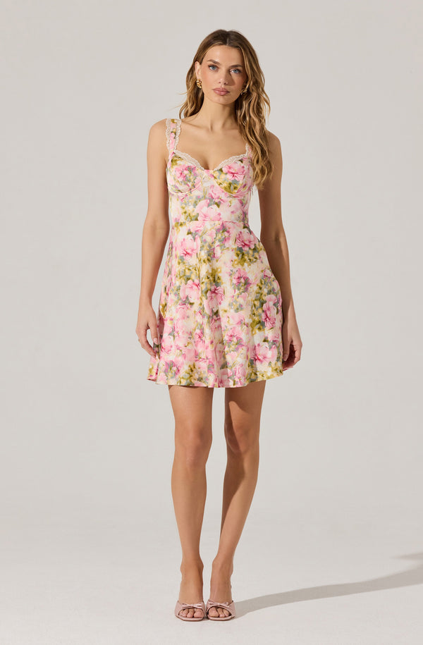 Alva Satin Floral Mini Dress - ASTR the Label Alva Satin Floral Mini Dress - ASTR the Label