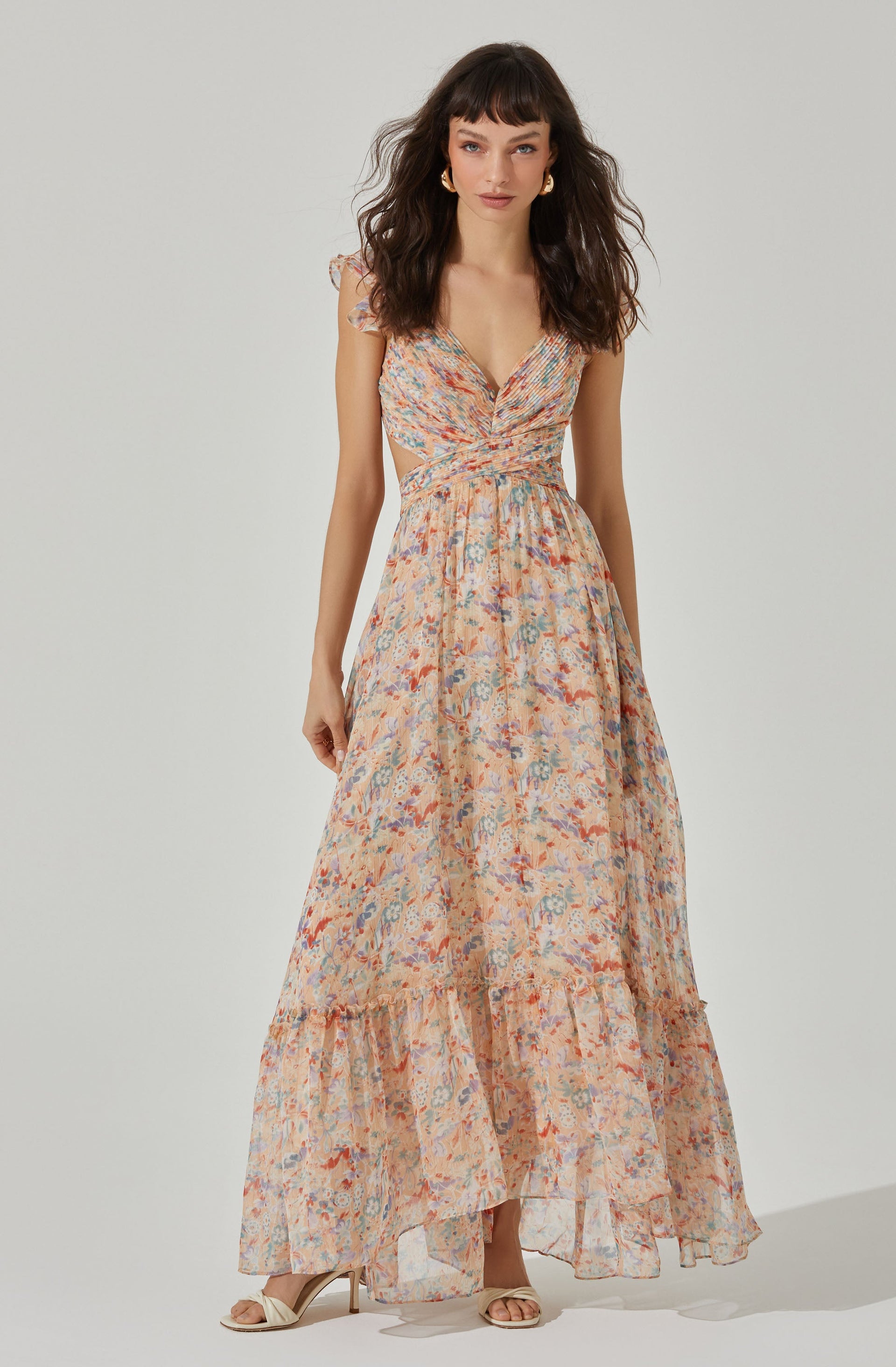 green emerald velvet dress Farida Peach Lace Maxi Dress - US 18