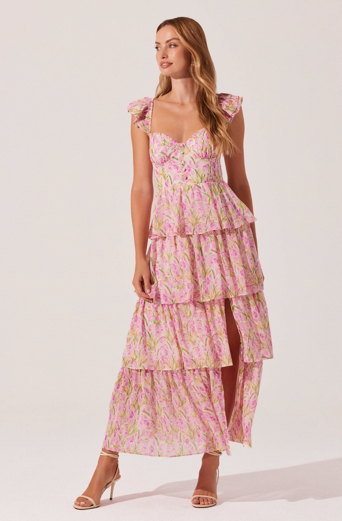 Almoore ナチュラルアップトップスpink/M Elisha Tiered High-Low Maxi Dress– ASTR the Label