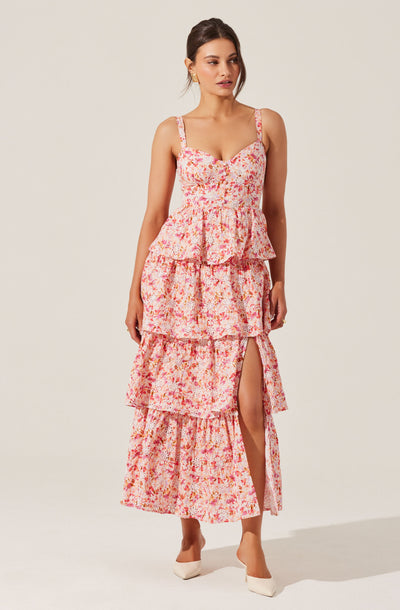 Midsummer Eyelet Tiered Floral Maxi Dress - ASTR the Label Midsummer Eyelet Tiered Floral Maxi Dress - ASTR the Label