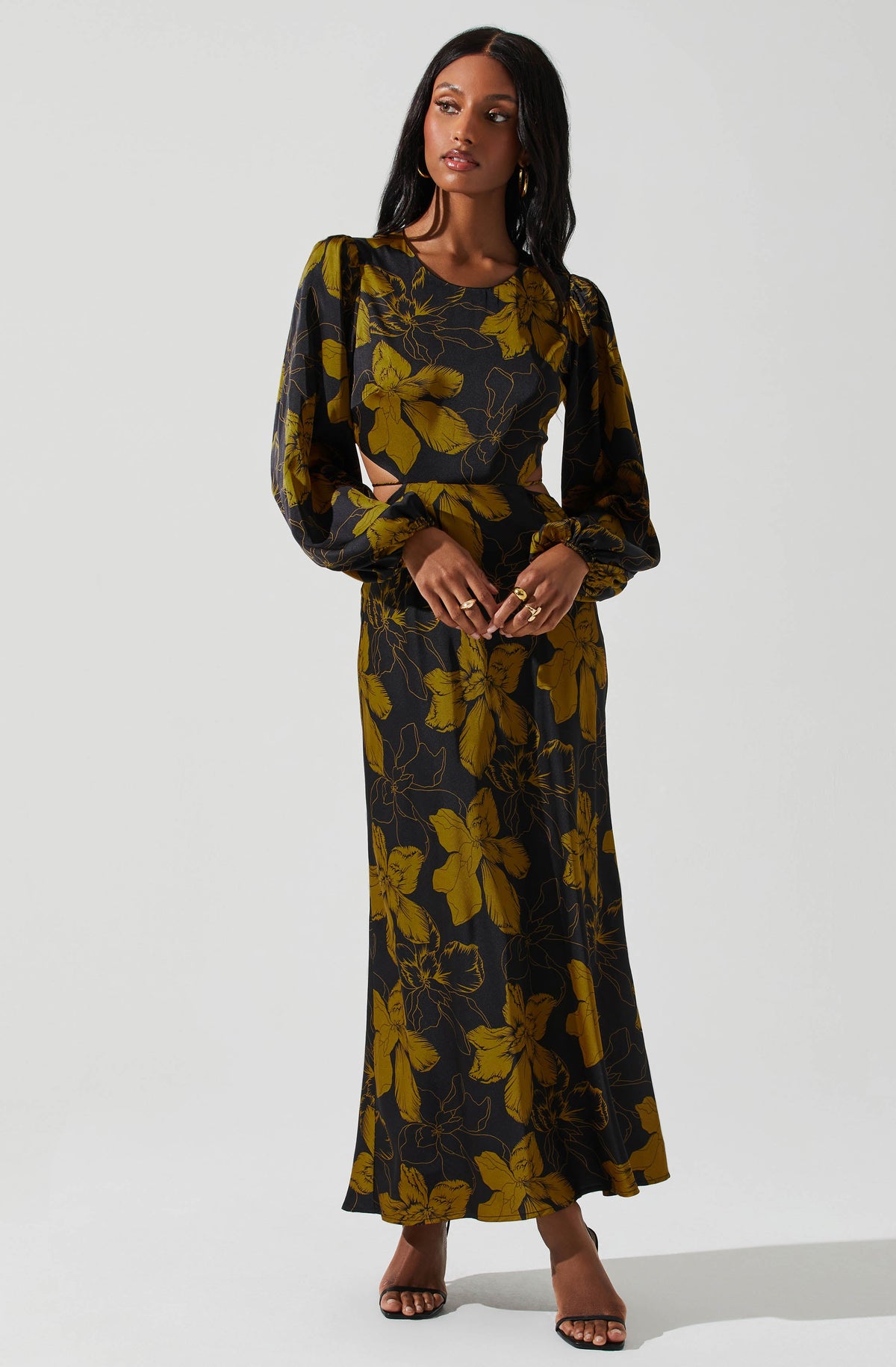 Black and yellow midi dress cheap