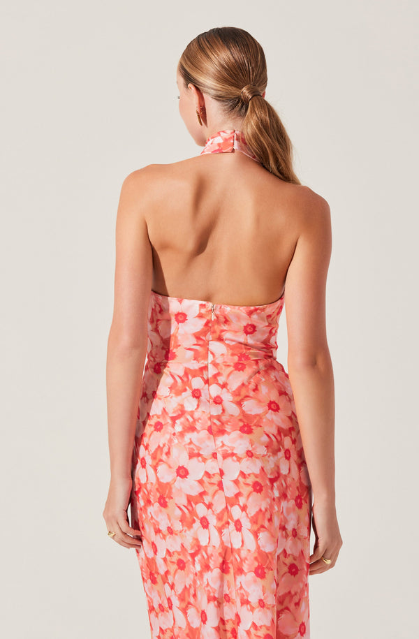 Marissa Floral Halter Neck Midi Dress