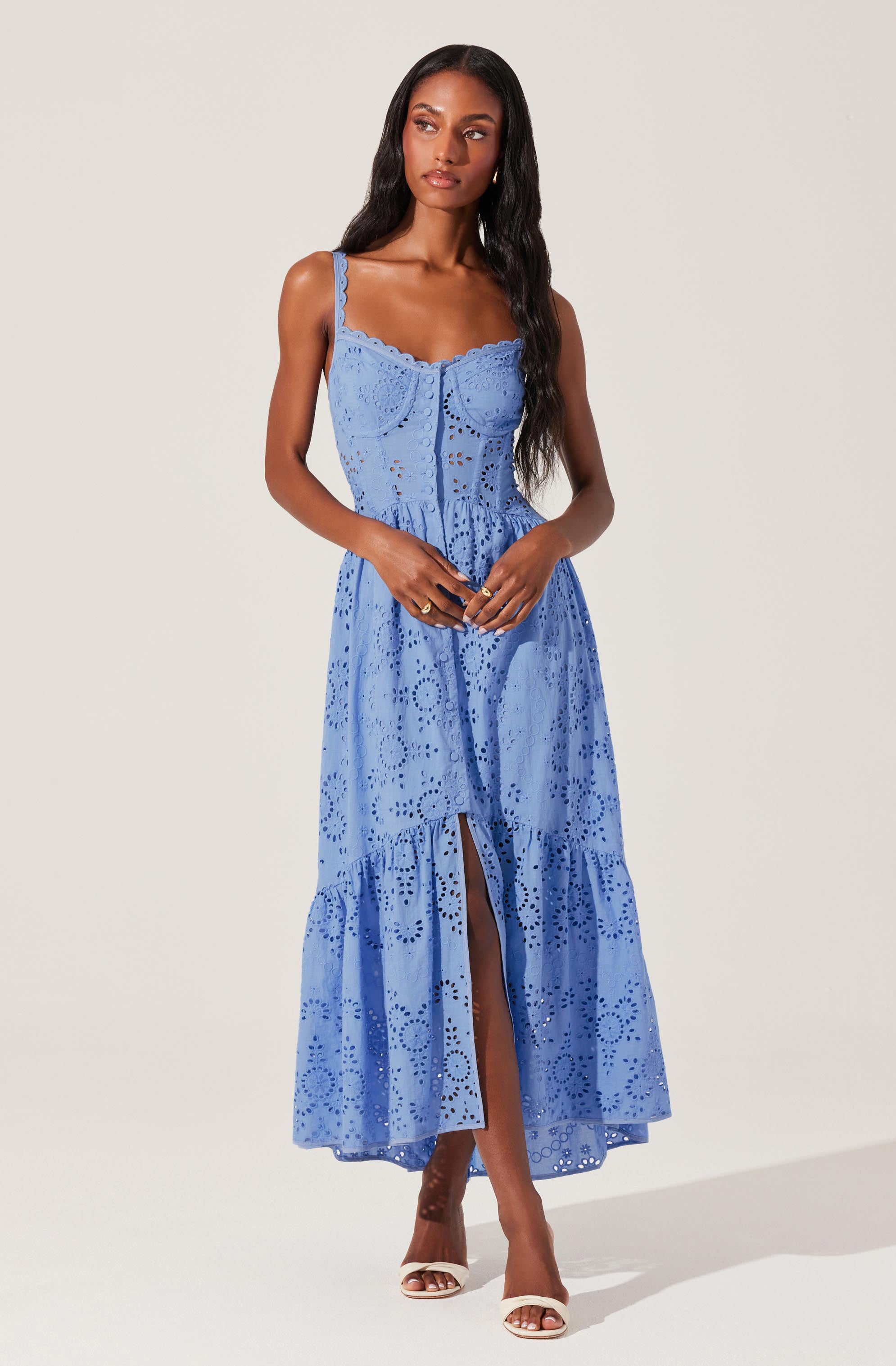 Yamila Eyelet Floral Midi Dress - ASTR the Label
