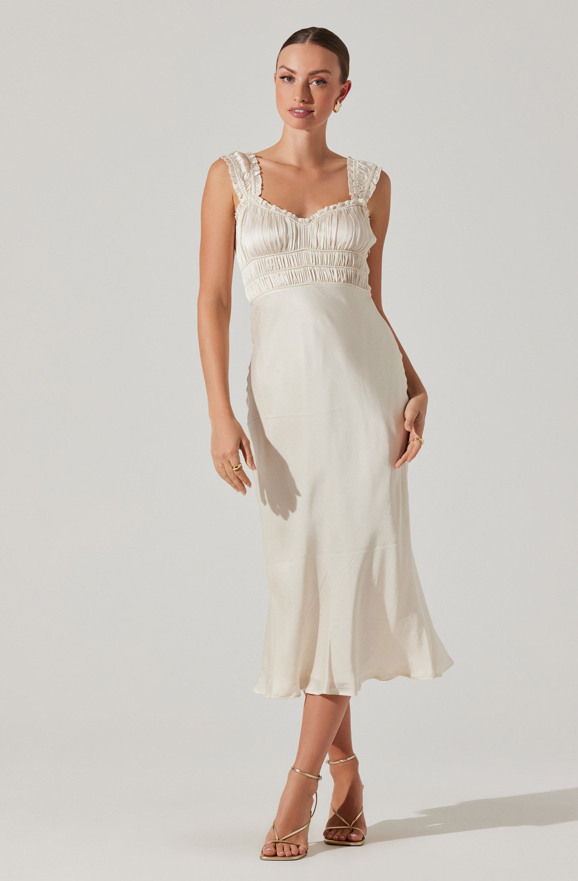 Enola Satin Smocked Midi Dress - ASTR the Label