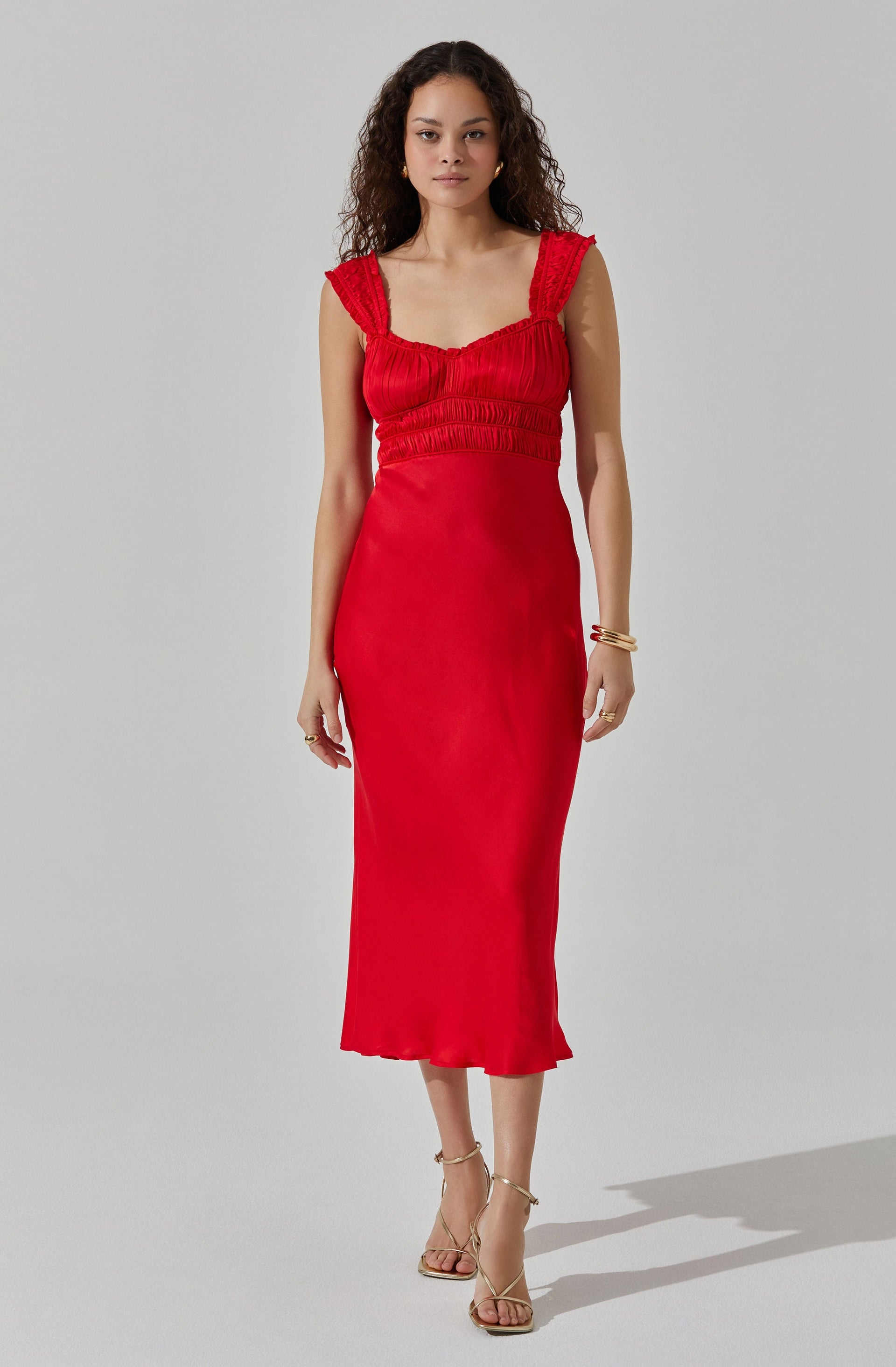 fitted lace wedding dress Red Plaid Smocked Midi – Davis and Dora main image 1