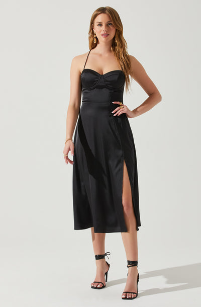 Gala Bustier Cross Strap Midi Dress
