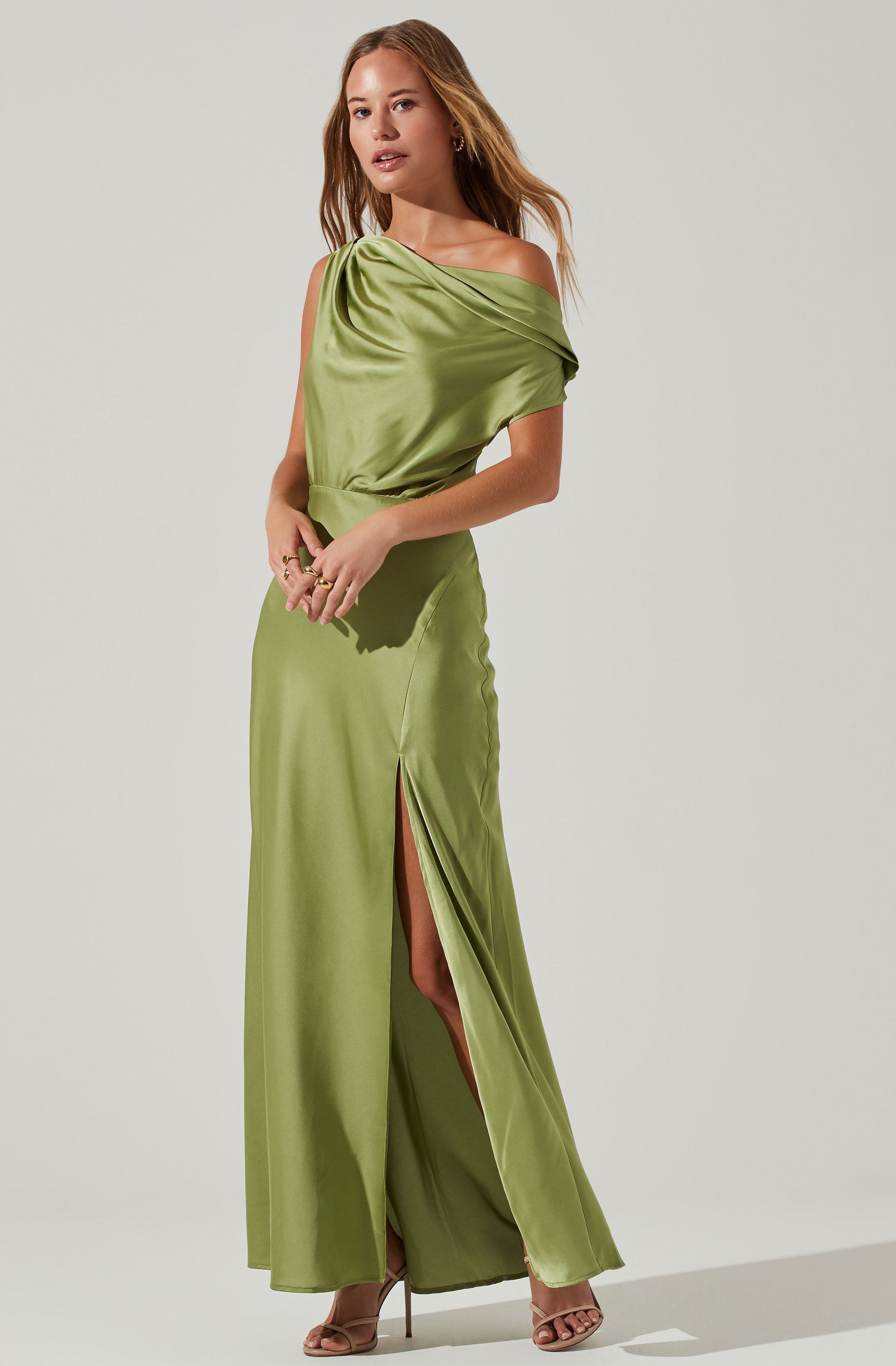 Monroe Satin Off Shoulder Maxi Dress ASTR the Label