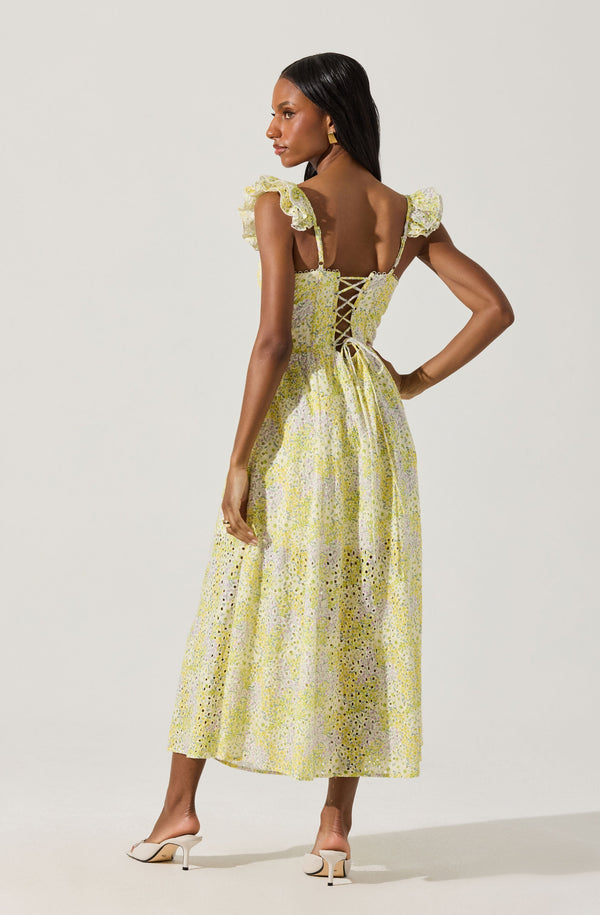 Wedelia Eyelet Bustier Floral Midi Dress - ASTR the Label Wedelia Eyelet Bustier Floral Midi Dress - ASTR the Label