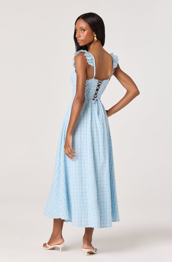 ASTR the Label | Wedelia Print Midi Dress in Blue Plaid
