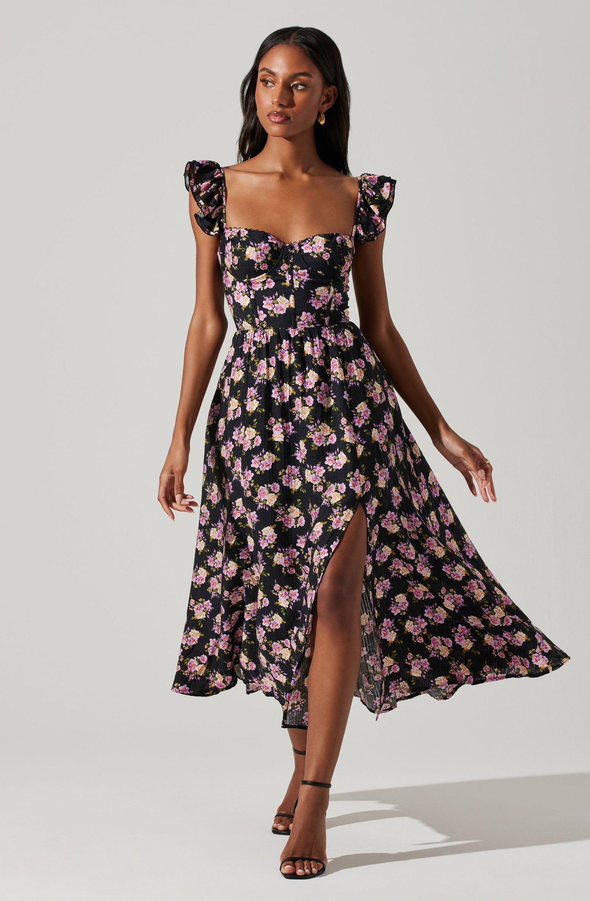Wedelia Floral Bustier Midi Dress