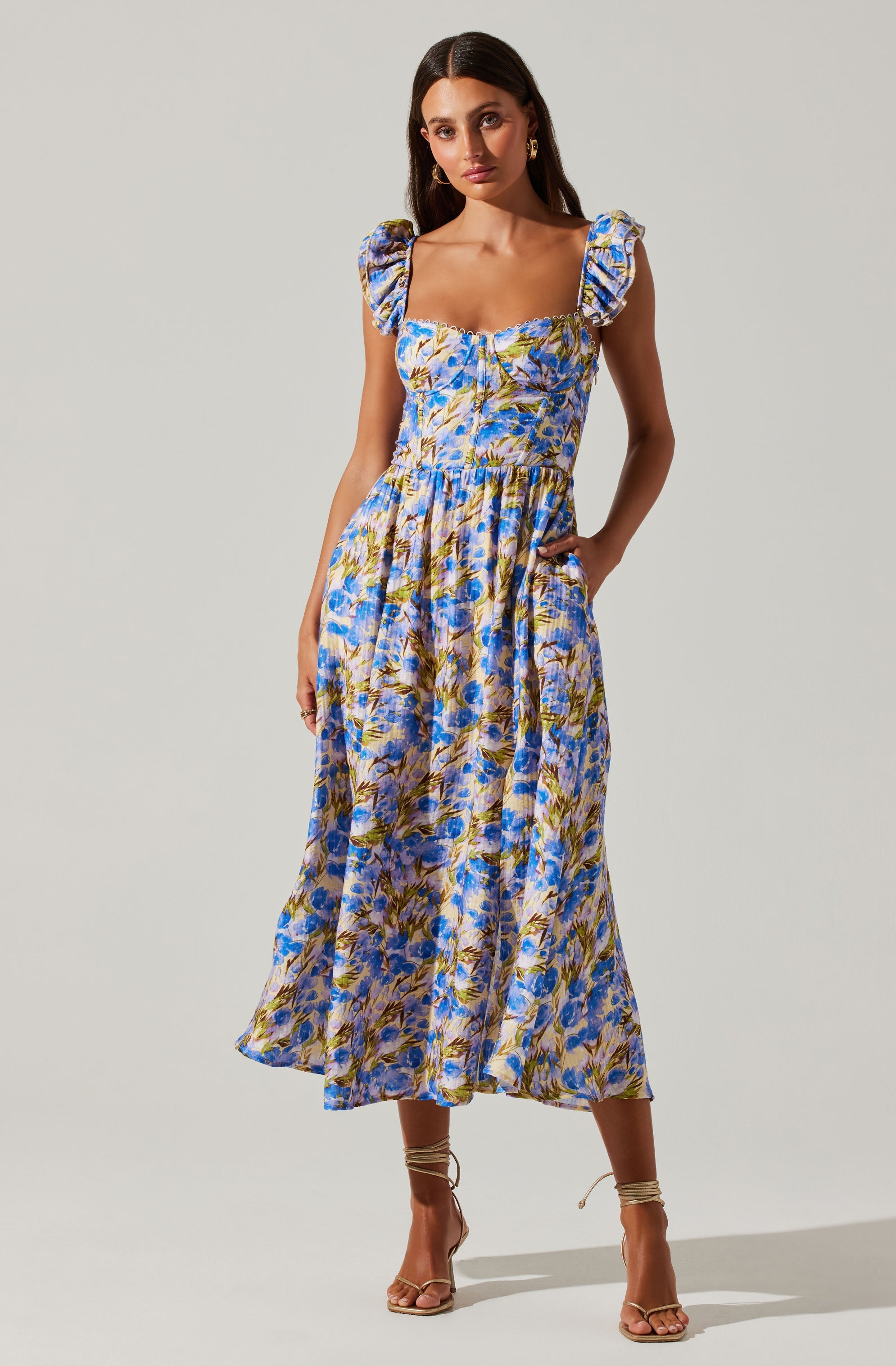 Wedelia Floral Bustier Midi Dress ASTR The Label