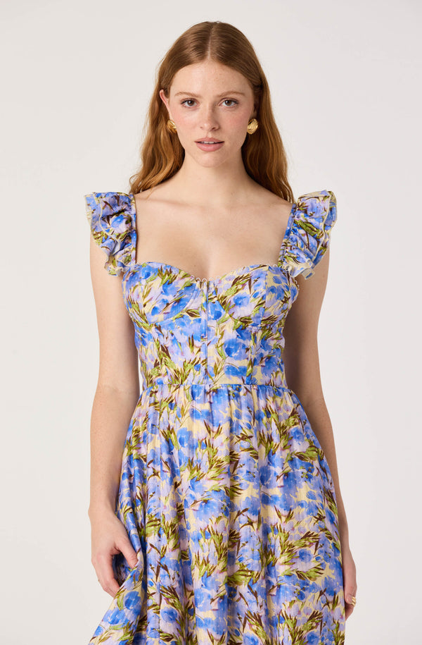 blue dress for baby girl Raymi Blue Floral Chiffon Maxi Dress - US 12 main image 1