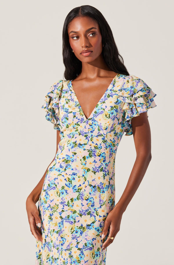 Celestine Floral Flutter Sleeve Midi Dress - ASTR the Label