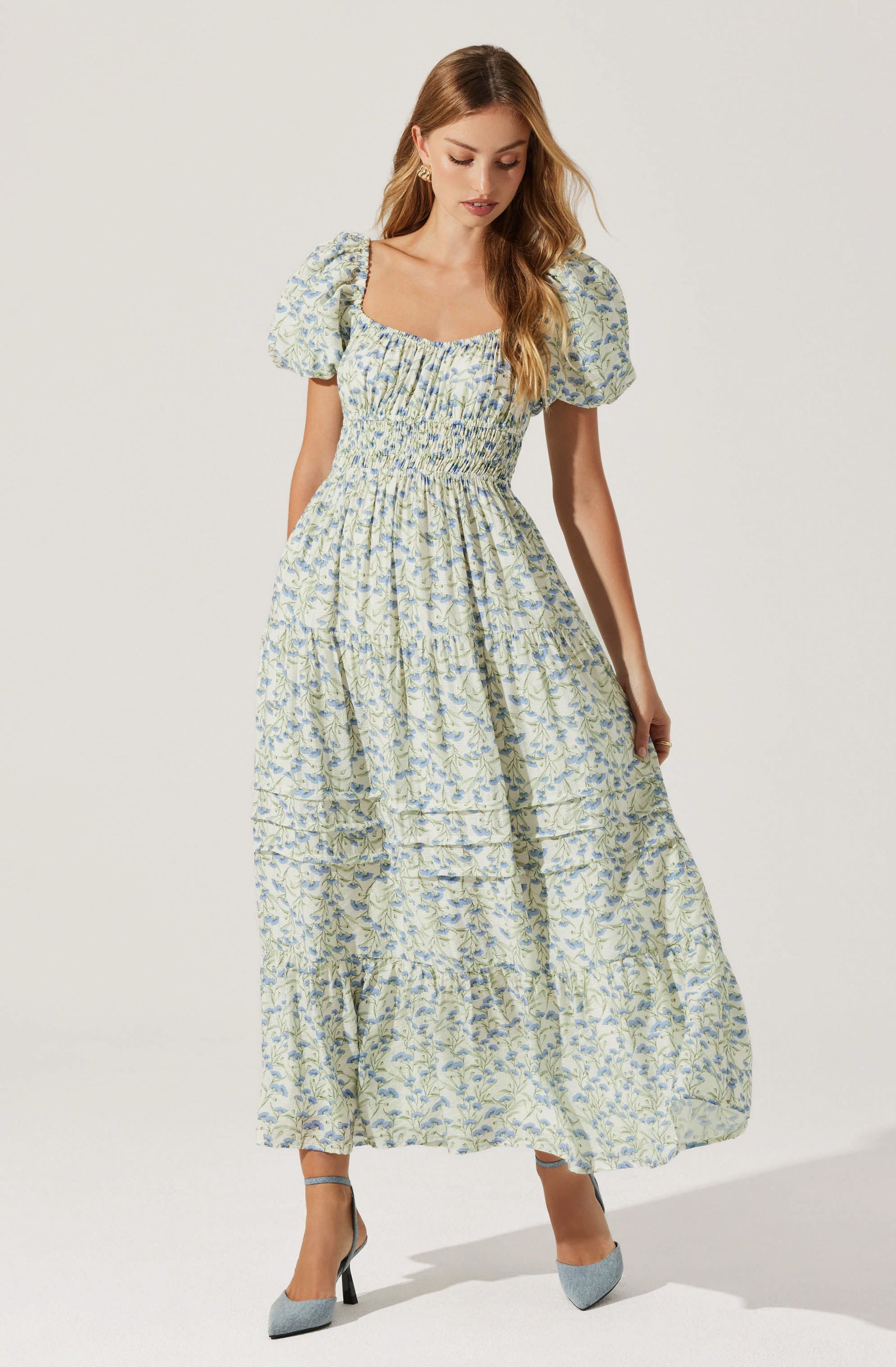 fitted lace wedding dress Florentina Floral Tiered Maxi Dress main image 0