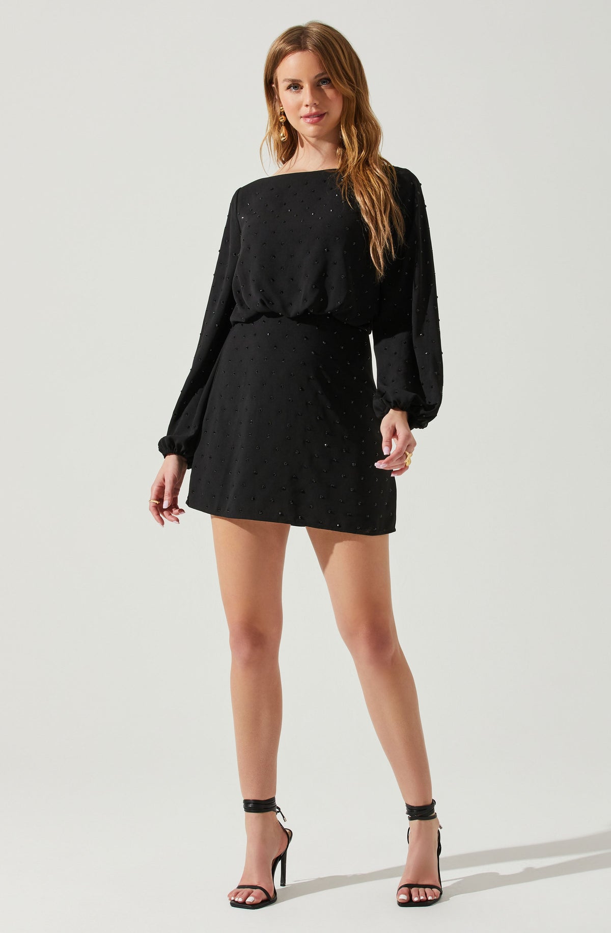 Edita Rhinestone Embellished Long Sleeve Mini Dress – ASTR The Label