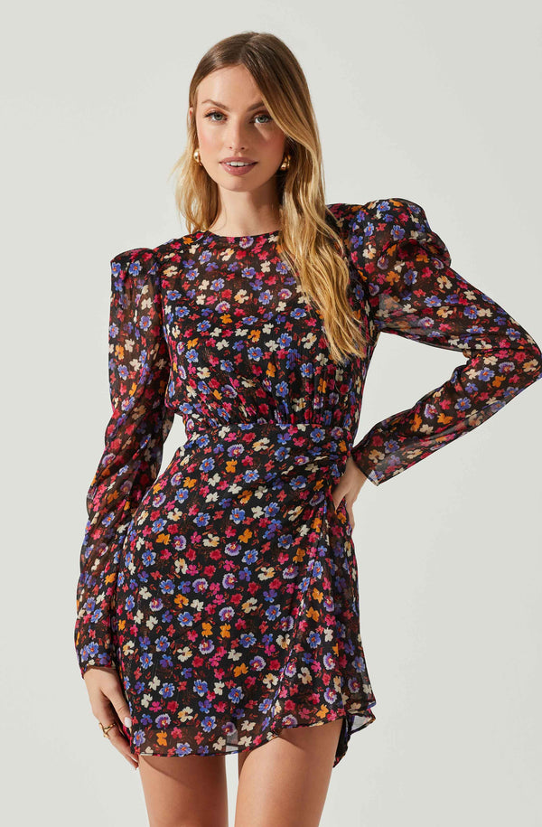 Cindy Floral Long Sleeve Mini Dress - ASTR the Label Cindy Floral Long Sleeve Mini Dress - ASTR the Label