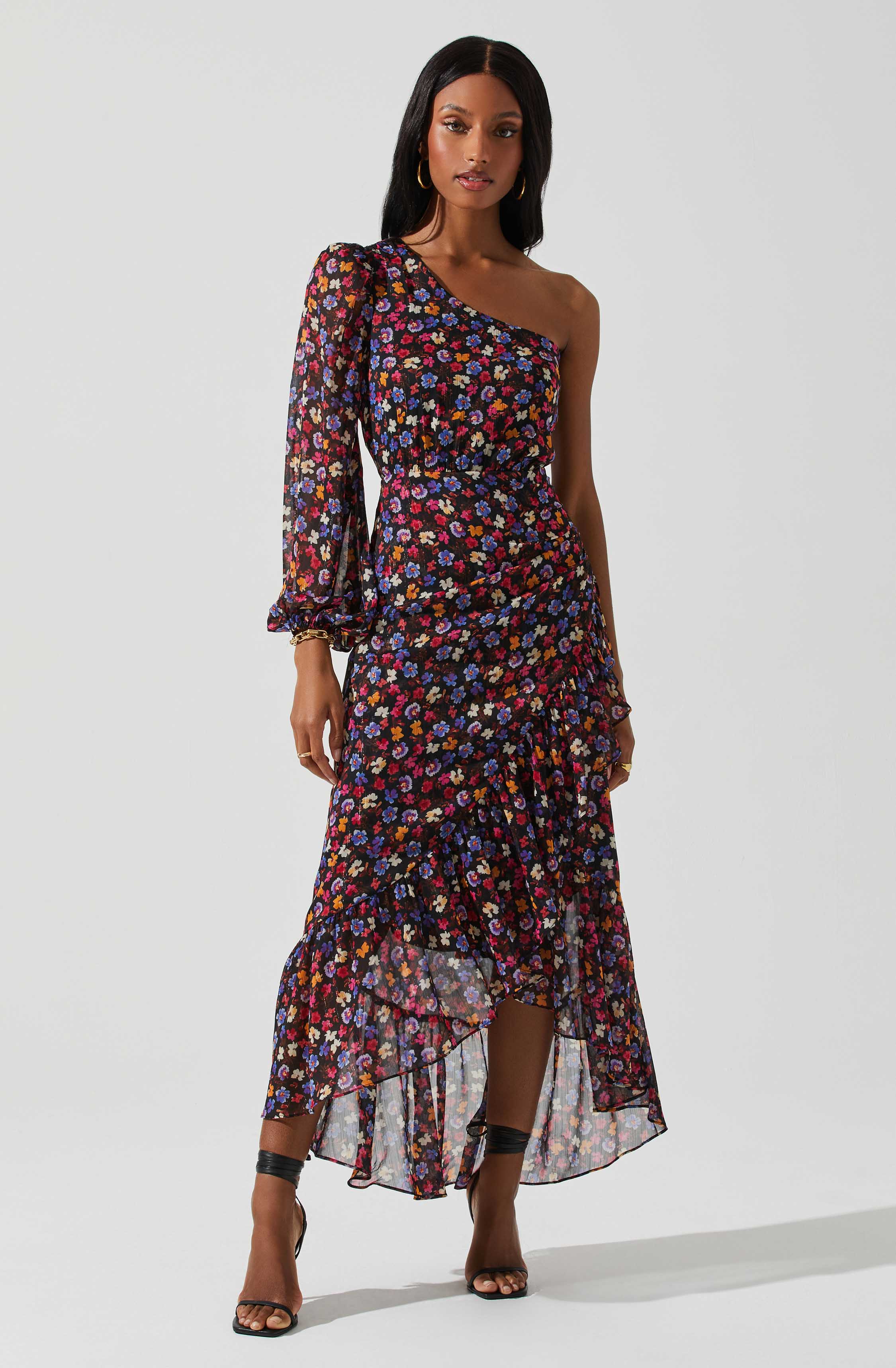 Calista Floral One Shoulder Midi Dress – ASTR The Label