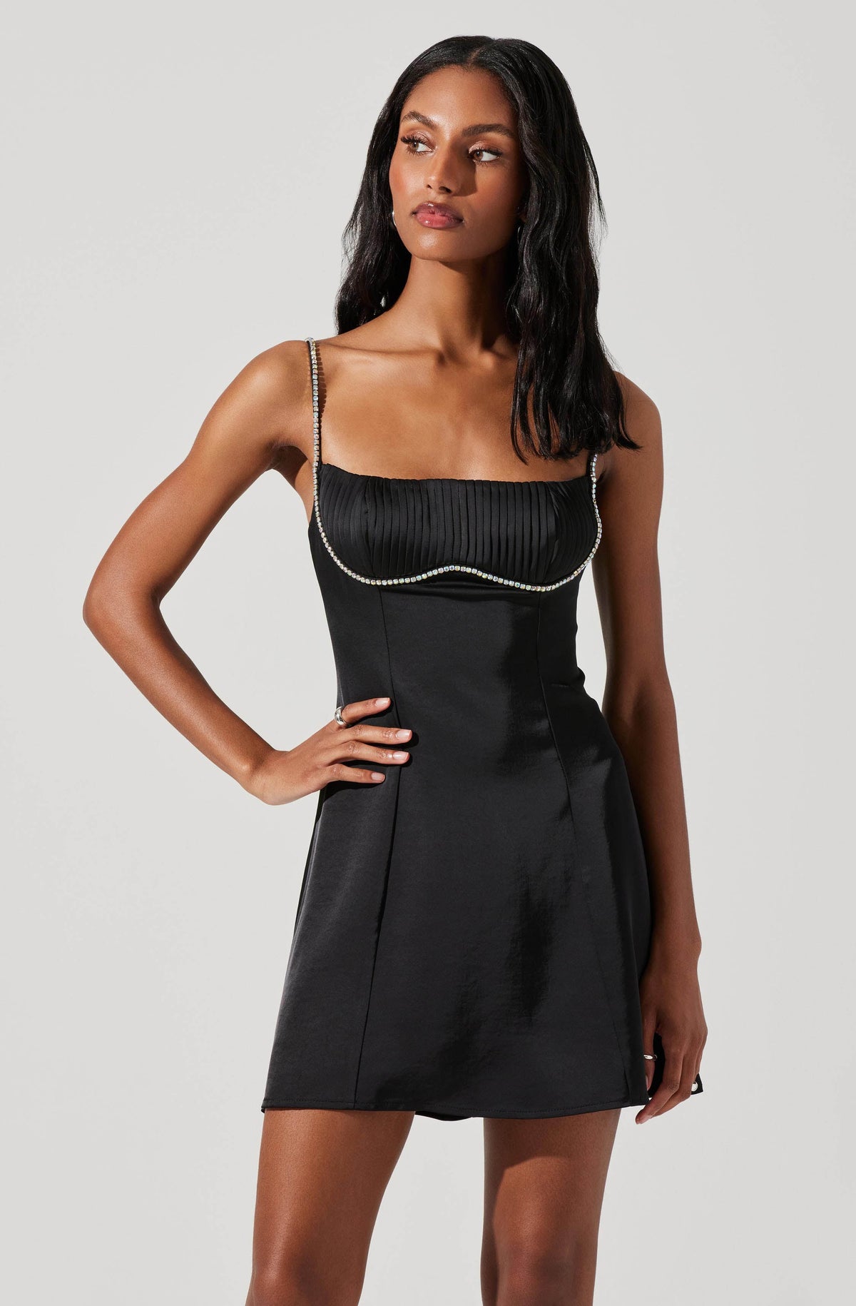 Luxe Mood Satin Mini Dress - Black