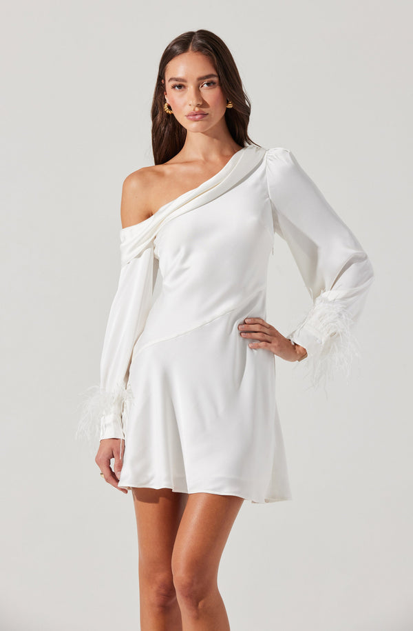 Augusta Feather Trim Mini Dress - ASTR the Label Augusta Feather Trim Mini Dress - ASTR the Label