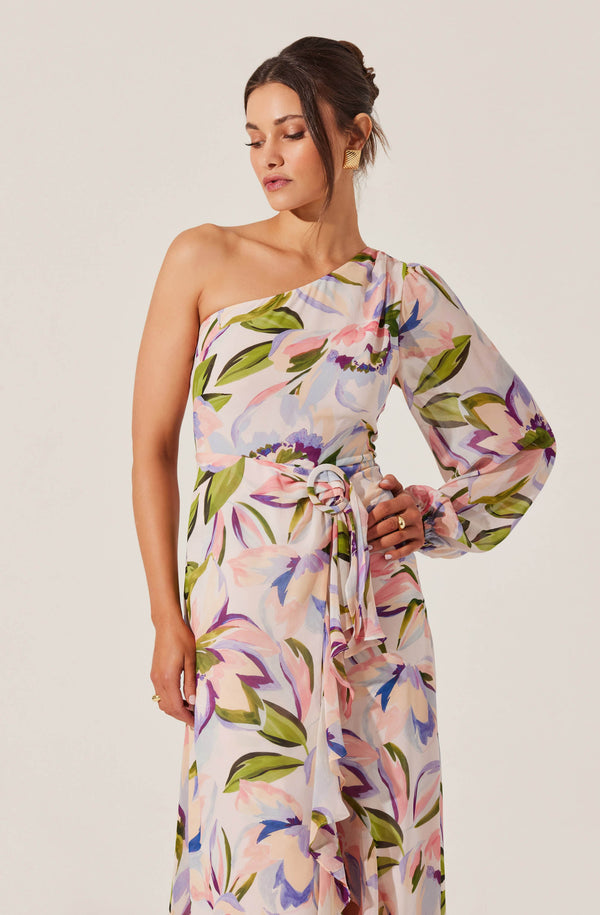 Sandersonia Floral One Shoulder Dress Sandersonia Floral One Shoulder Dress