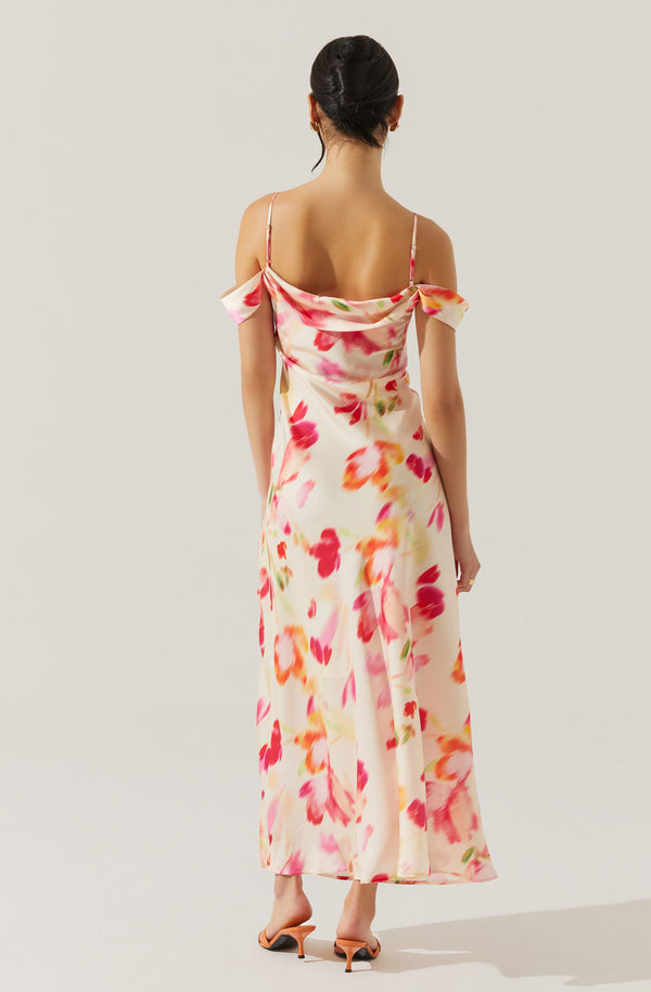 Kitura Cold Shoulder Floral Maxi Dress