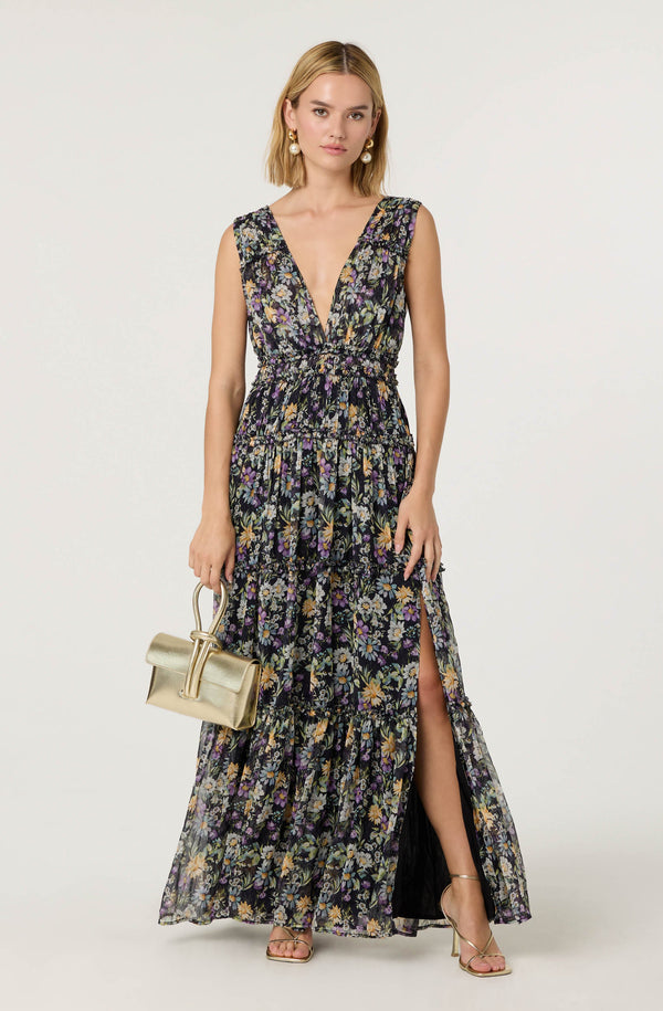 crown and ivy green and white dress Button-Down Sleeveless Ribbed Casual Maxi Dress Navy / Medium main image 0