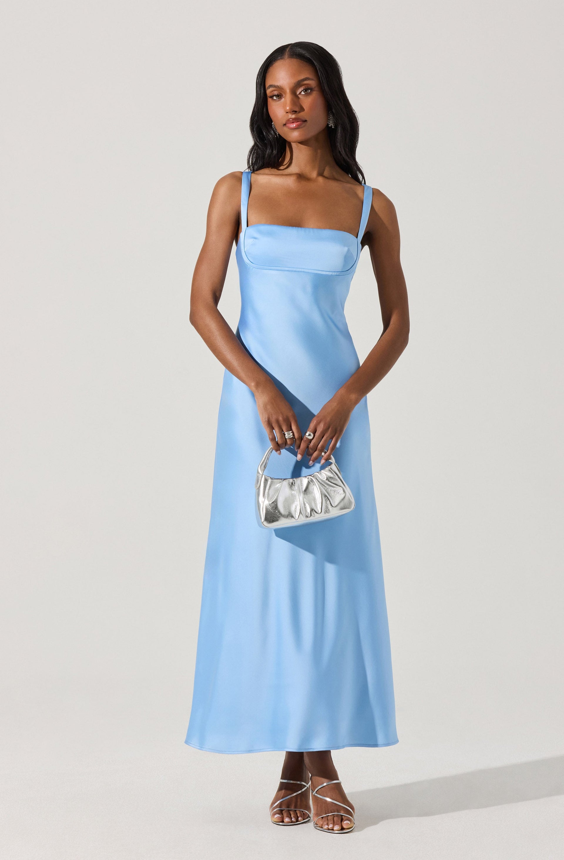 Astr The Label | Stacie Satin Maxi Dress in Blue