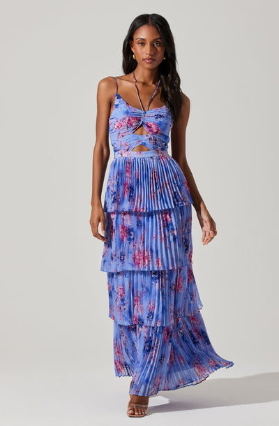 daytona pleated floral maxi dress Daytona Pleated Floral Maxi Dress