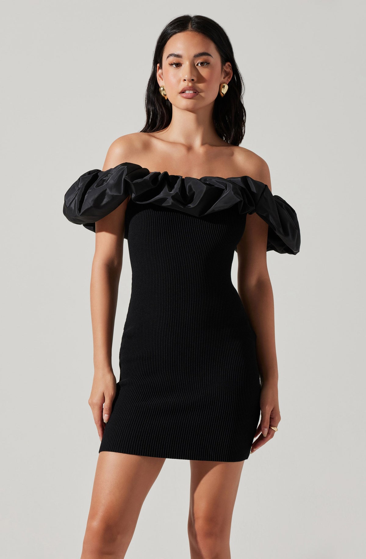Cherie Off The Shoulder Mini Dress Black XS