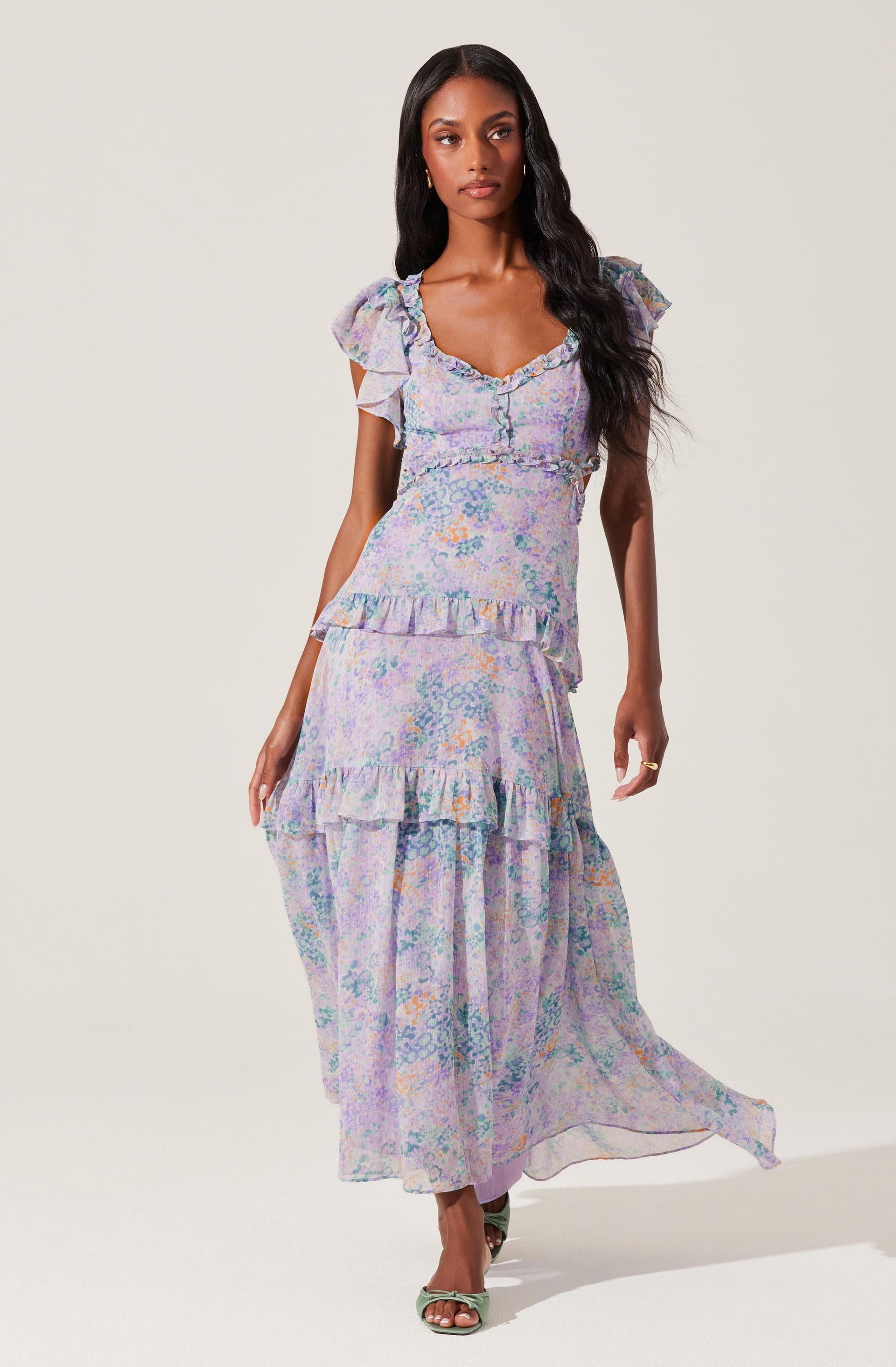 Mable Floral Tiered Ruffle Maxi Dress - ASTR the Label Mable Floral Tiered Ruffle Maxi Dress - ASTR the Label