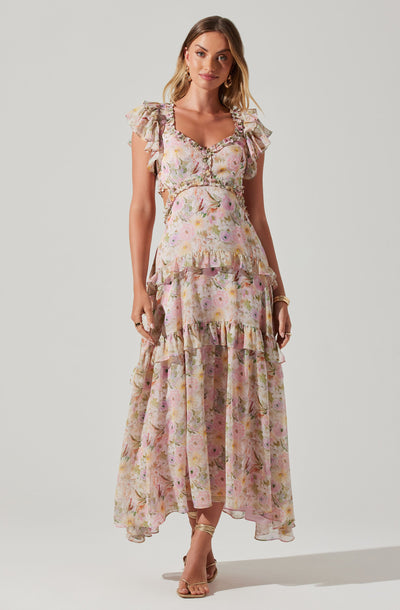 Mable Floral Tiered Ruffle Maxi Dress