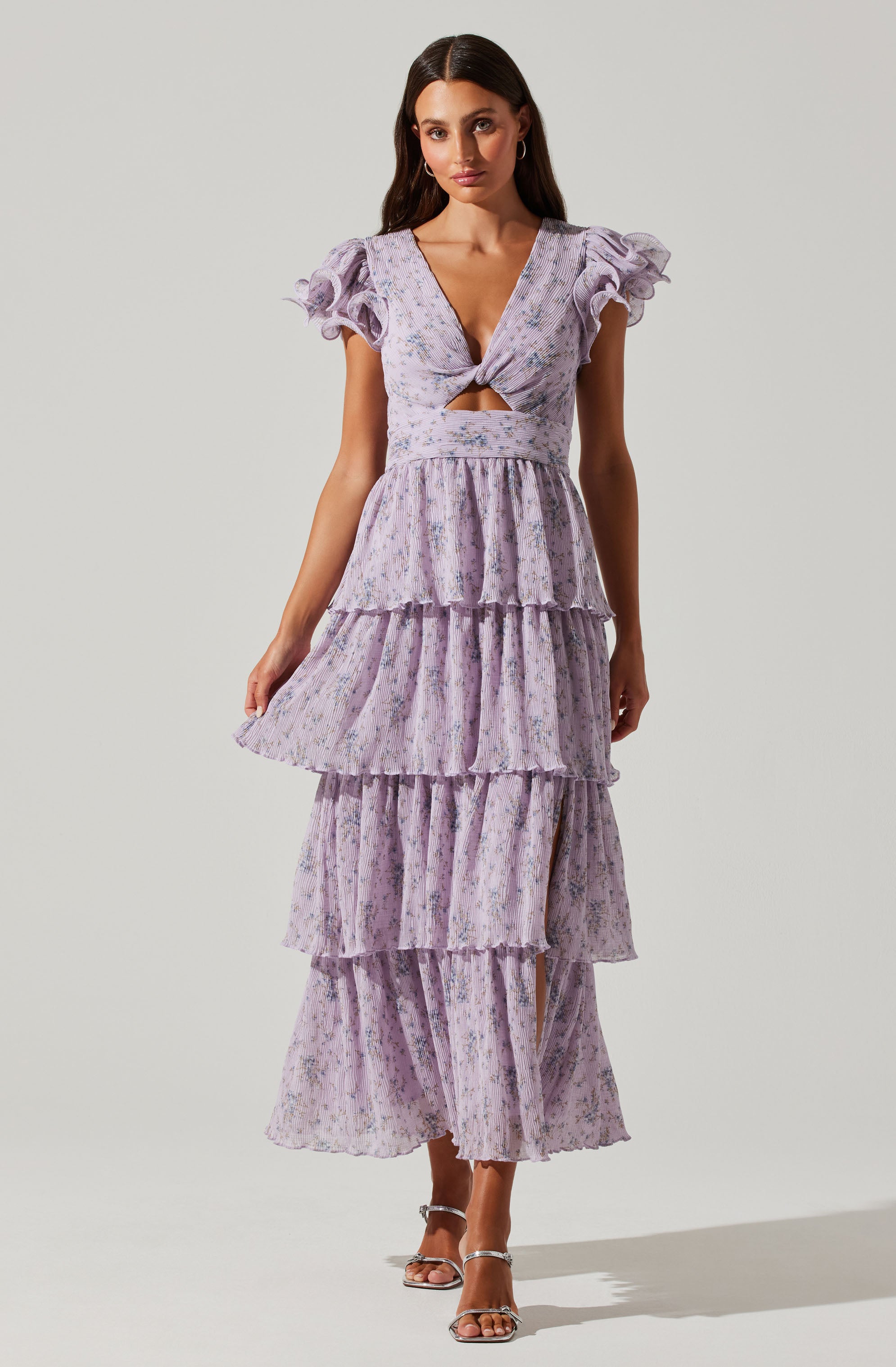 astr the label Emporia Floral Pleated Tiered Midi Dress