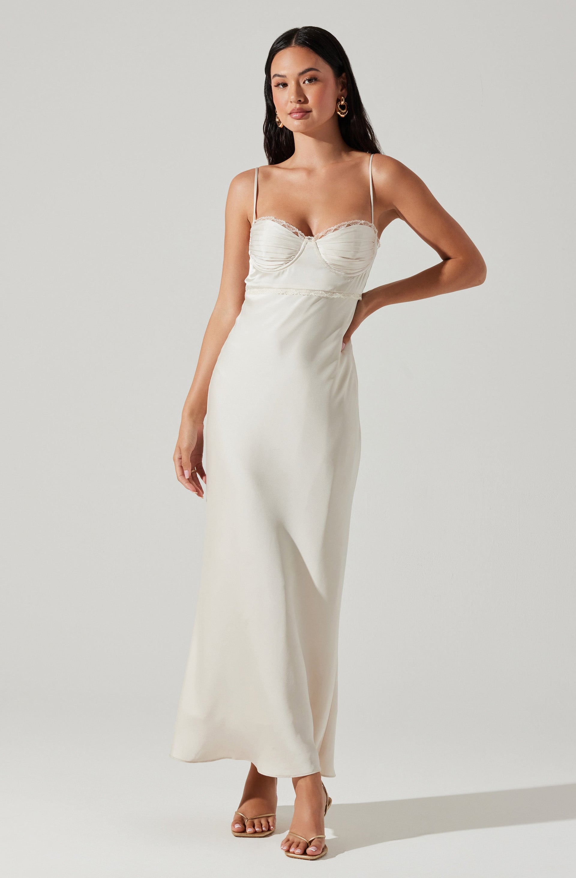 fitted lace wedding dress Florianne Satin Maxi Dress