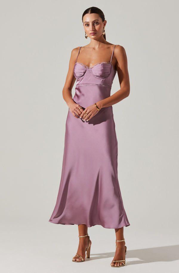 florianne slip midi dress Florianne Lace Trim Satin Slipdress (Women)