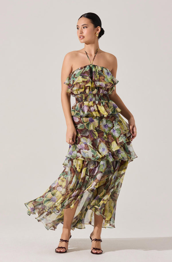 slim fit dress slacks Cutout Frilly Maxi Dress main image 0