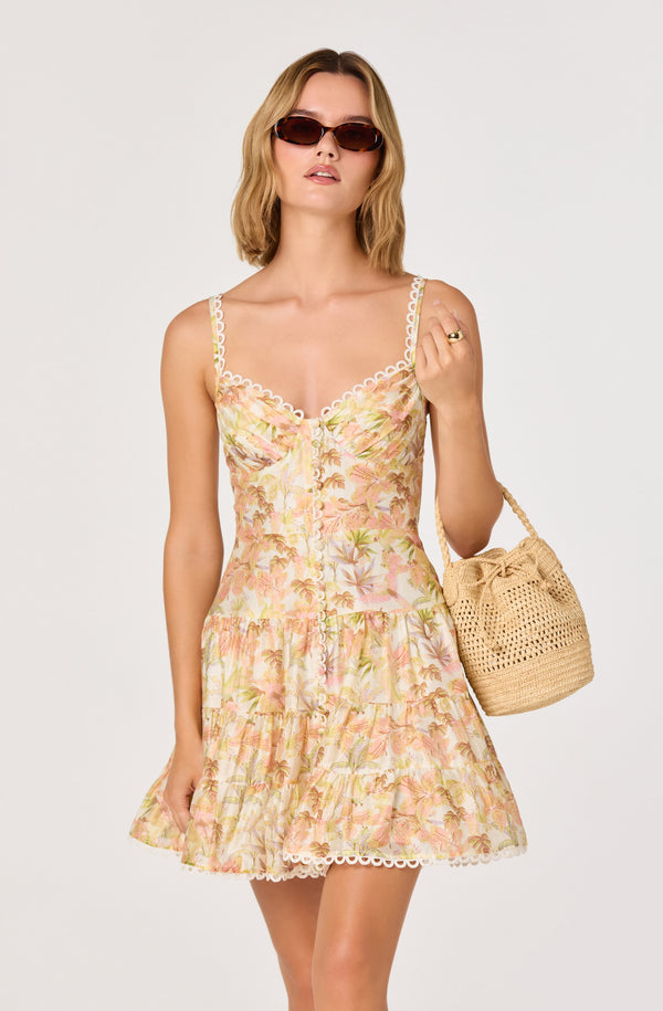 ASTR the Label Tazia Mini Dress - Yellow Pink Floral ASTR the Label Tazia Mini Dress - Yellow Pink Floral