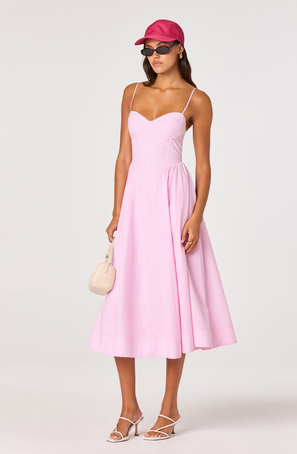 Bellamy Striped Sweetheart A-Line Midi Dress - ASTR the Label Bellamy Striped Sweetheart A-Line Midi Dress - ASTR the Label