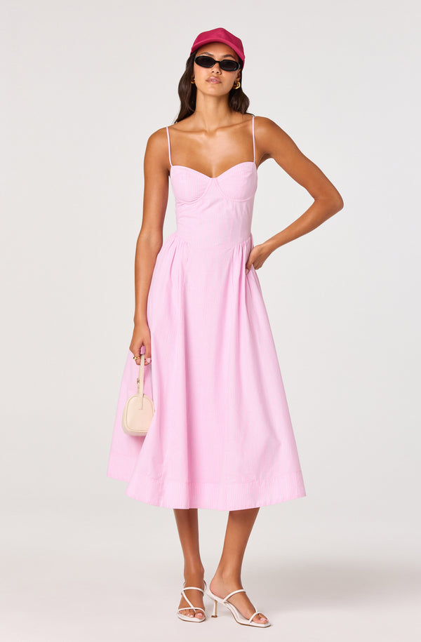 Bellamy Striped Sweetheart A-Line Midi Dress - ASTR the Label Bellamy Striped Sweetheart A-Line Midi Dress - ASTR the Label