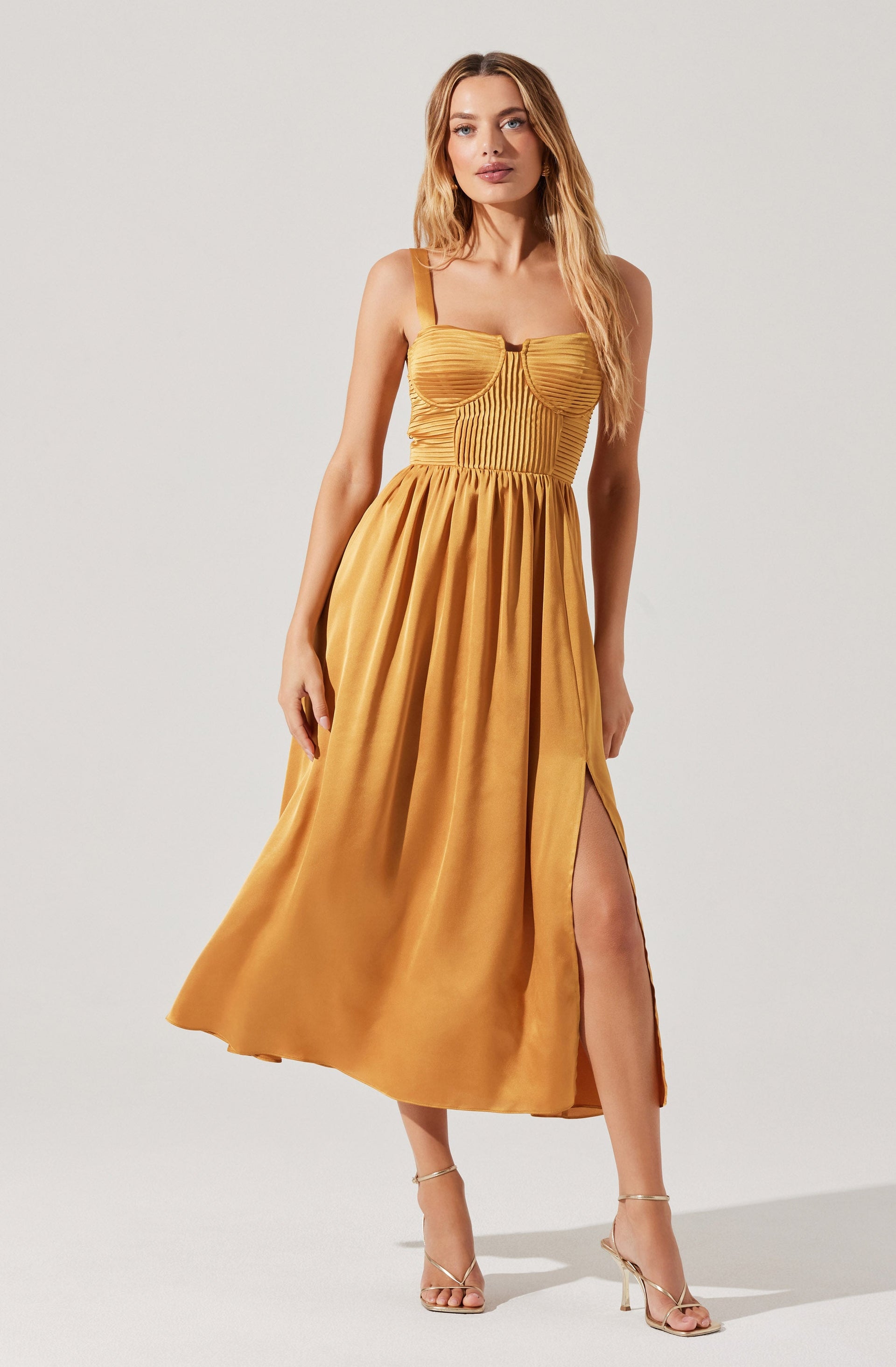 Pleated Bustier Midi Dress - ASTR the Label Pleated Bustier Midi Dress - ASTR the Label