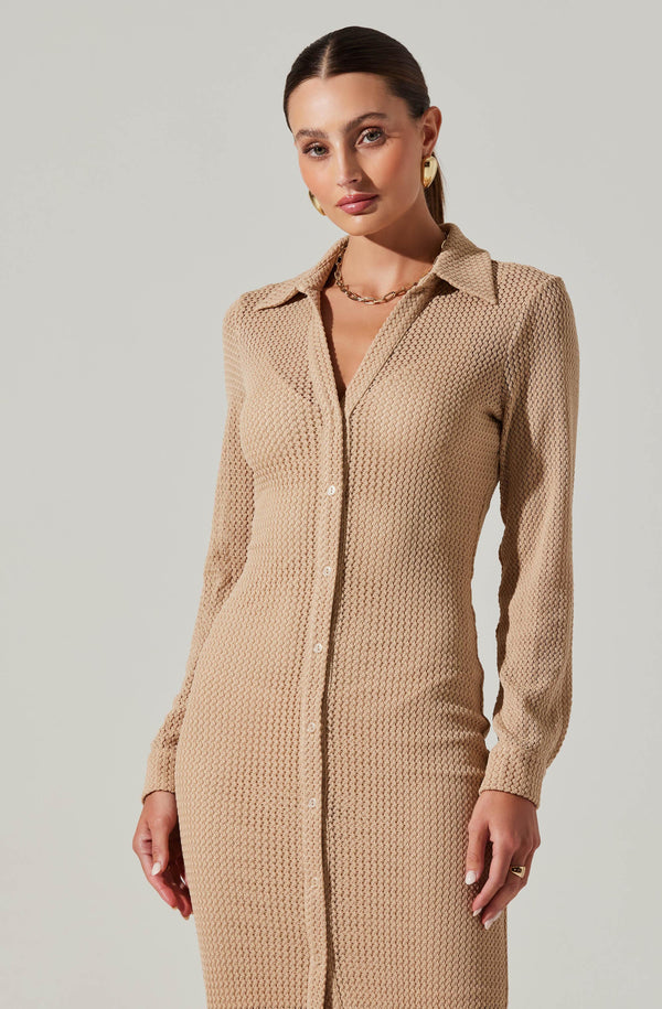 taupe fitted dress Taupe Dress – Added Flair Boutique main image 1