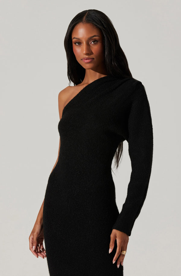 Finola One Shoulder Midi Sweater Dress
